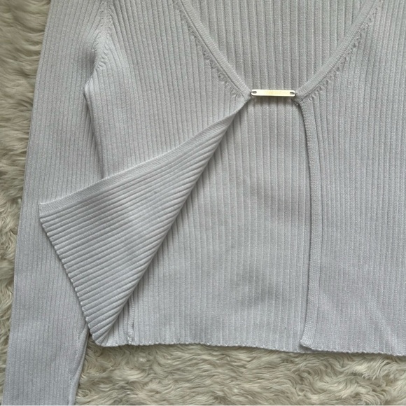 Abercrombie & Fitch Top Slim Bar Closure Open Cardigan Ribbed White XS NWT New - Picture 6 of 11